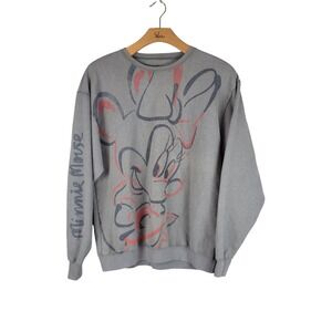 Disney Minnie Mouse Crewneck Sweatshirt Gray Size Large